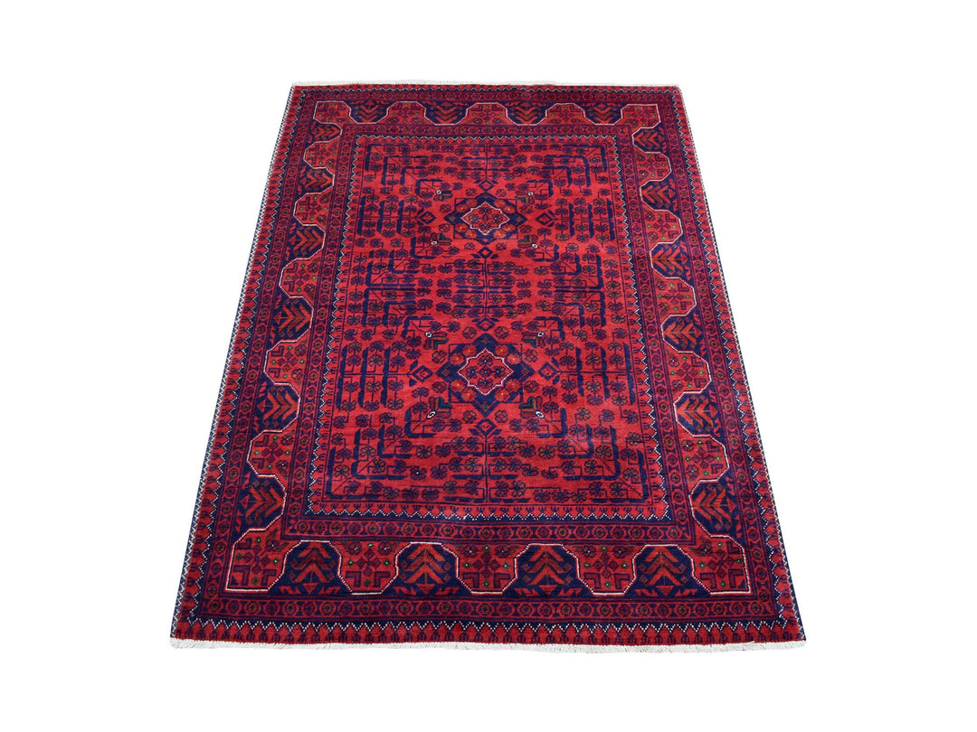 3'5" x 4'10" New Hand Knotted Red Wool Rectangle Oriental Rug - MOA10268647