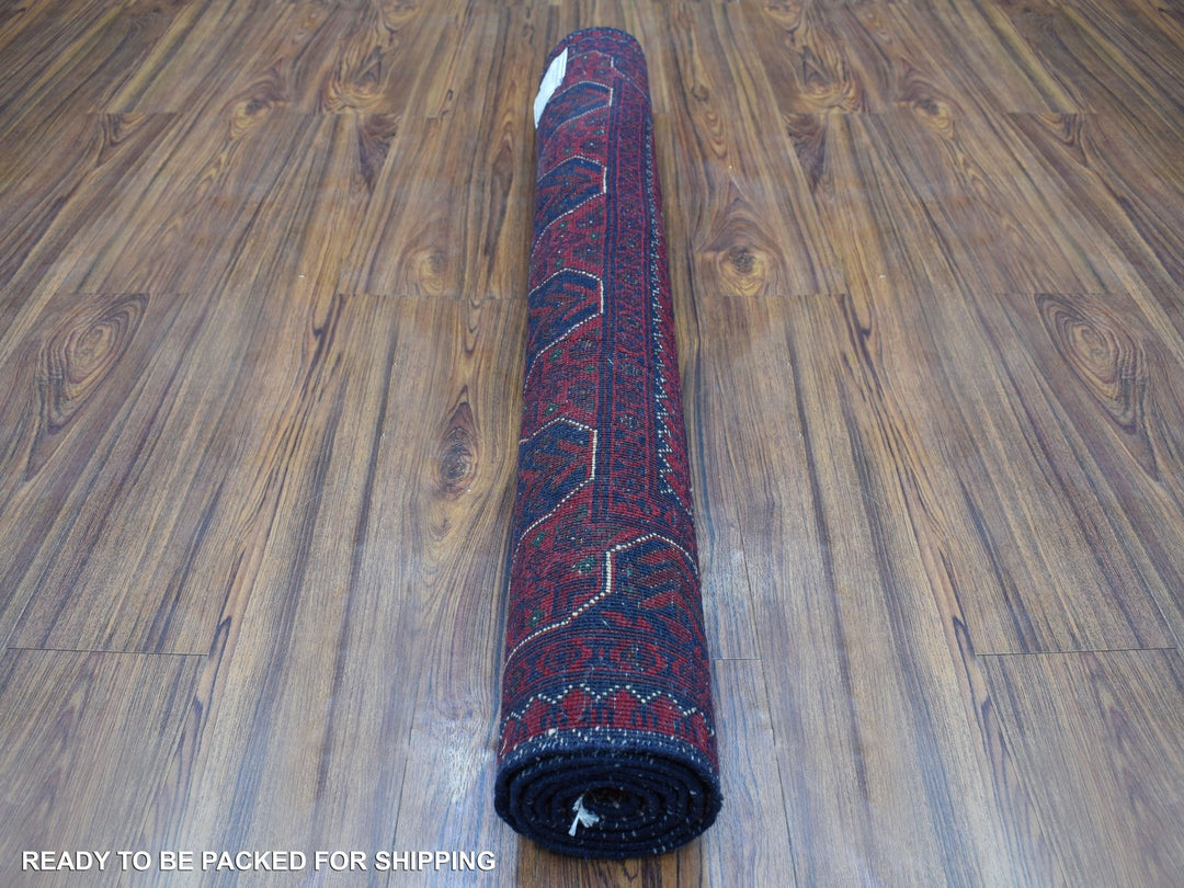 3'5" x 4'10" New Hand Knotted Red Wool Rectangle Oriental Rug - MOA10268647