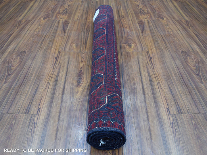 3'5" x 4'10" New Hand Knotted Red Wool Rectangle Oriental Rug - MOA10268647
