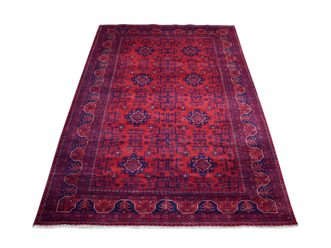 4'2" x 6'7" New Hand Knotted Red Wool Rectangle Oriental Rug - MOA10268650