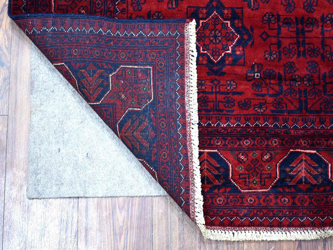 4'2" x 6'7" New Hand Knotted Red Wool Rectangle Oriental Rug - MOA10268650