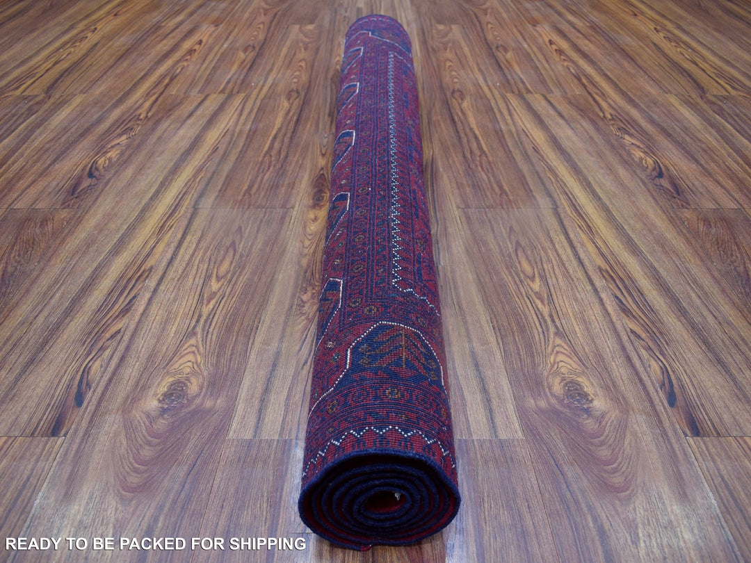 4'2" x 6'7" New Hand Knotted Red Wool Rectangle Oriental Rug - MOA10268650