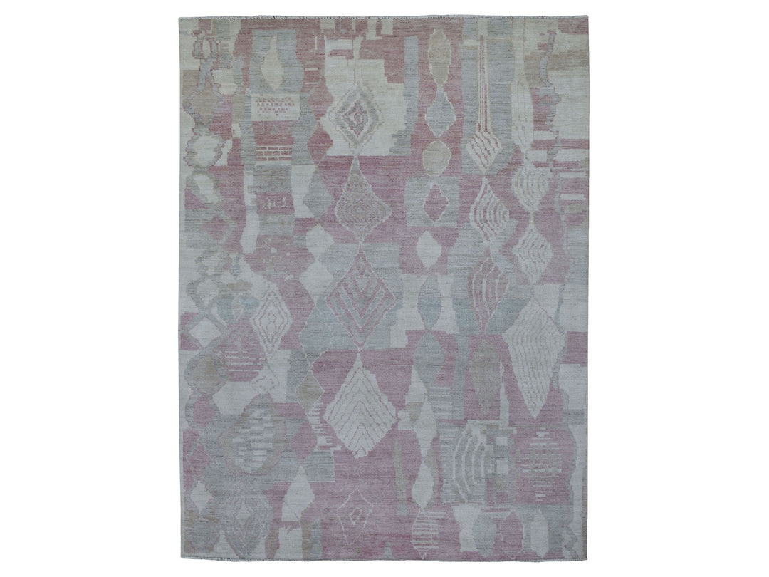 8'10" x 11'9" New Hand Knotted Pink Wool Rectangle Oriental Rug - MOA10268749
