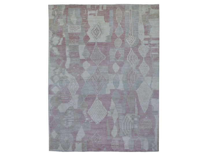 8'10" x 11'9" New Hand Knotted Pink Wool Rectangle Oriental Rug - MOA10268749