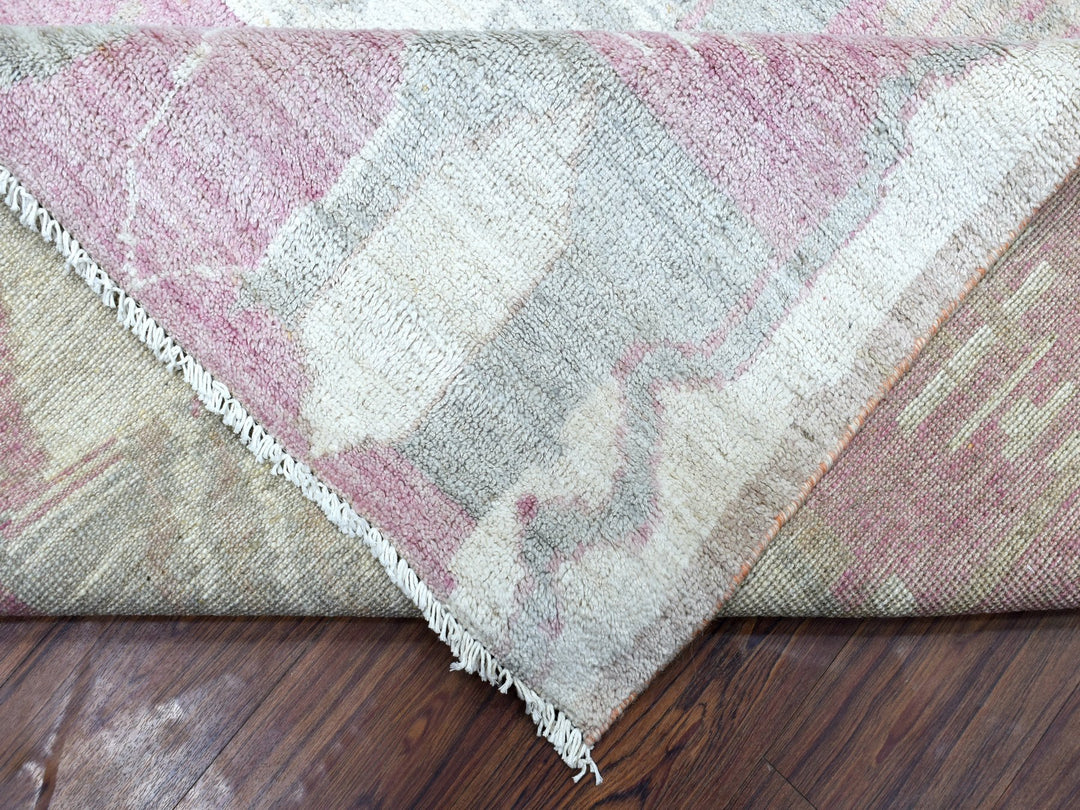 8'10" x 11'9" New Hand Knotted Pink Wool Rectangle Oriental Rug - MOA10268749