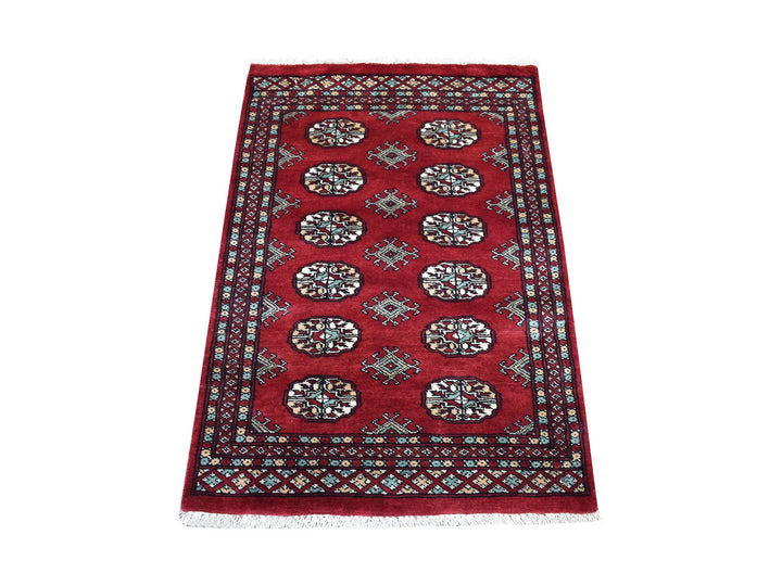 2'6" x 3'10" New Hand Knotted Red Wool Rectangle Oriental Rug - MOA10268790