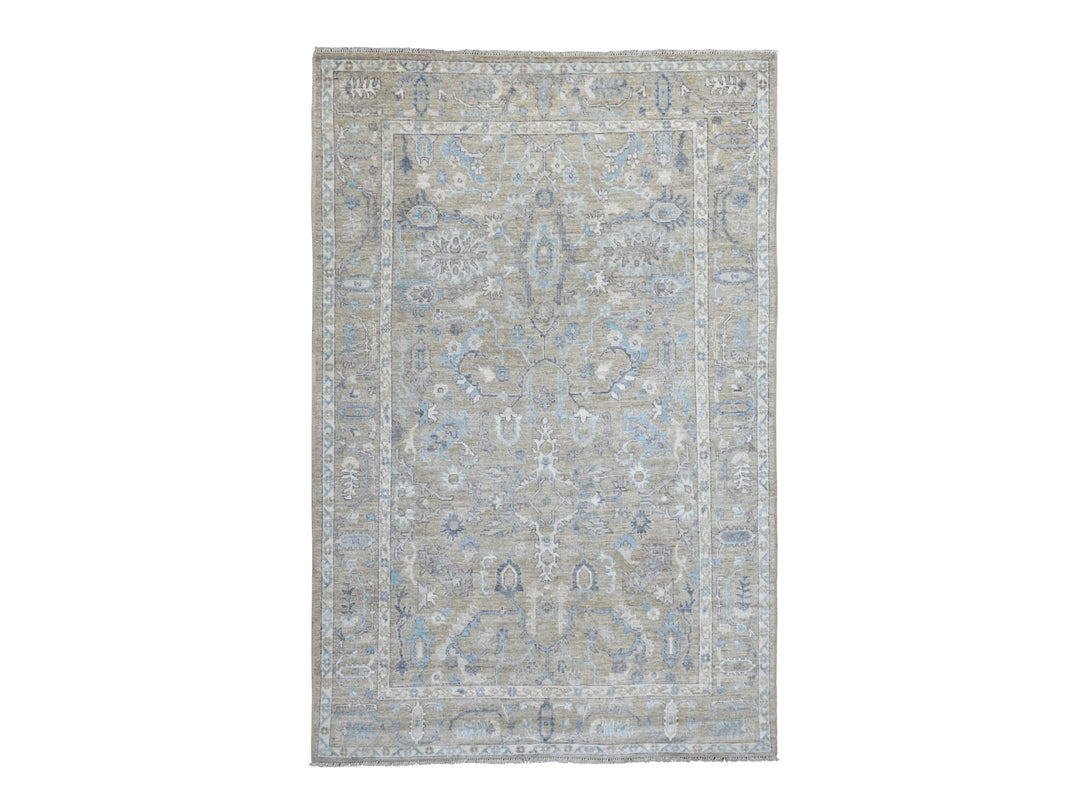 6'1" x 9'7" New Hand Knotted Brown Wool Rectangle Oriental Rug - MOA10268864