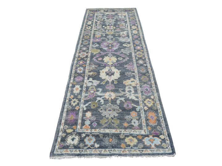 3'3" x 10'0" New Hand Knotted Black Wool Runner Oriental Rug - MOA10268897