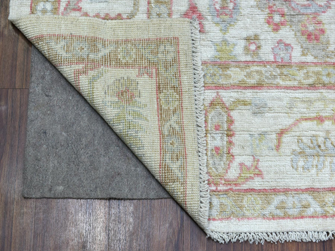 6'4" x 9'6" New Hand Knotted Ivory Wool Rectangle Oriental Rug - MOA10268921