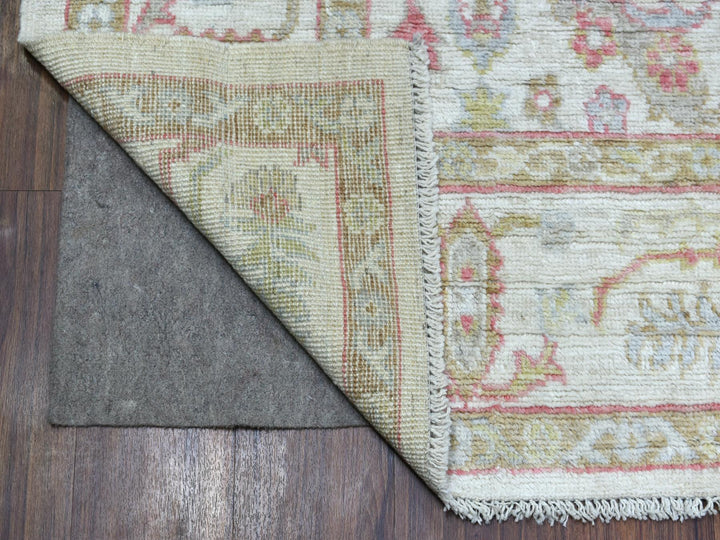 6'4" x 9'6" New Hand Knotted Ivory Wool Rectangle Oriental Rug - MOA10268921