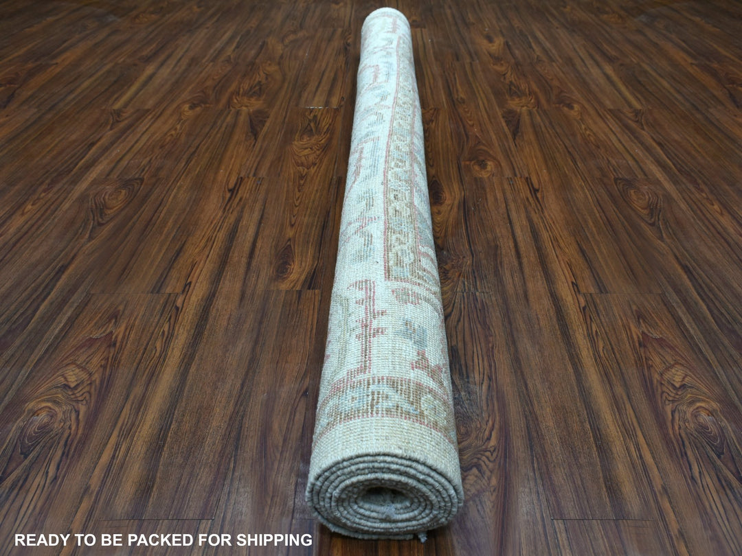 6'4" x 9'6" New Hand Knotted Ivory Wool Rectangle Oriental Rug - MOA10268921