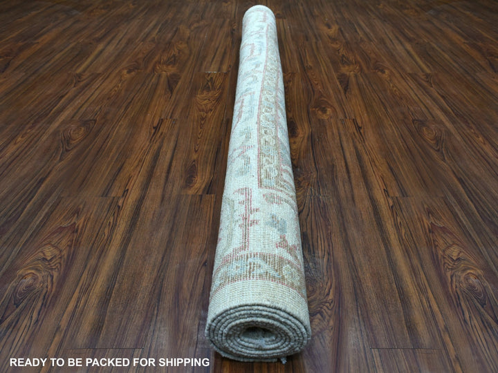 6'4" x 9'6" New Hand Knotted Ivory Wool Rectangle Oriental Rug - MOA10268921