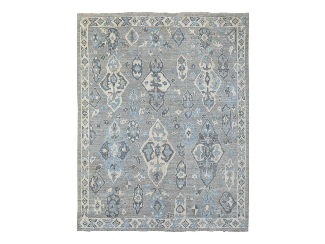 8'0" x 9'10" New Hand Knotted Grey Wool Rectangle Oriental Rug - MOA10268928