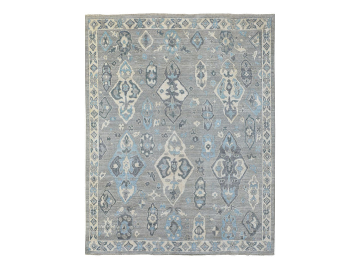 8'0" x 9'10" New Hand Knotted Grey Wool Rectangle Oriental Rug - MOA10268928