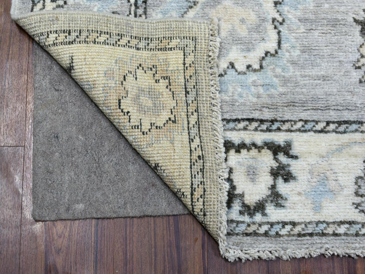 3'5" x 10'2" New Hand Knotted Grey Wool Runner Oriental Rug - MOA10268967
