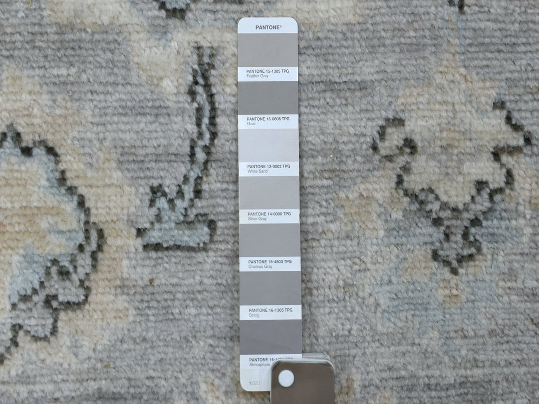 3'5" x 10'2" New Hand Knotted Grey Wool Runner Oriental Rug - MOA10268967