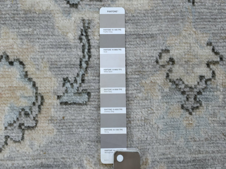 3'5" x 10'2" New Hand Knotted Grey Wool Runner Oriental Rug - MOA10268967