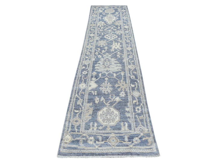 2'7" x 11'5" New Hand Knotted Grey Wool Runner Oriental Rug - MOA10268980