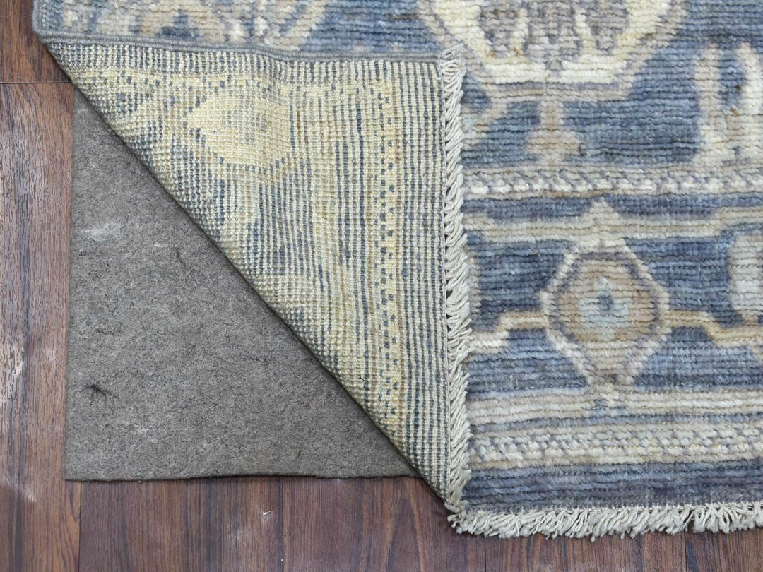 2'7" x 11'5" New Hand Knotted Grey Wool Runner Oriental Rug - MOA10268980