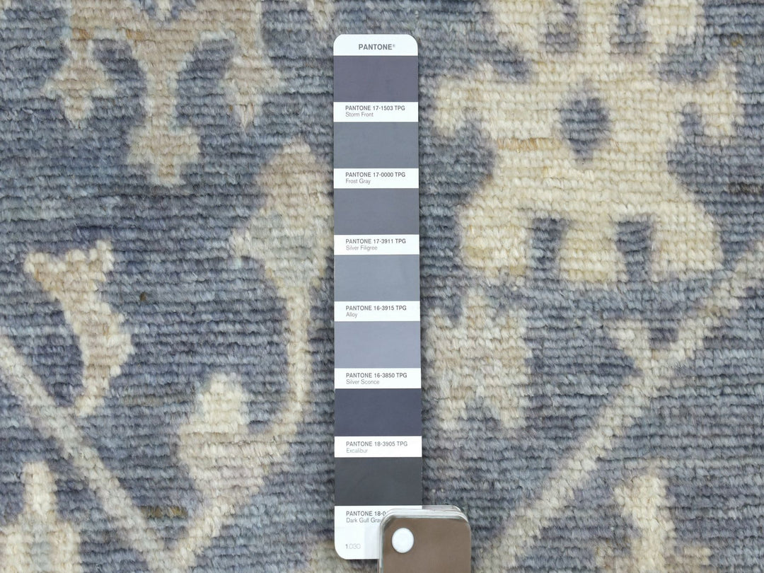 2'7" x 11'5" New Hand Knotted Grey Wool Runner Oriental Rug - MOA10268980