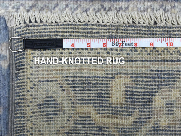 2'7" x 11'5" New Hand Knotted Grey Wool Runner Oriental Rug - MOA10268980