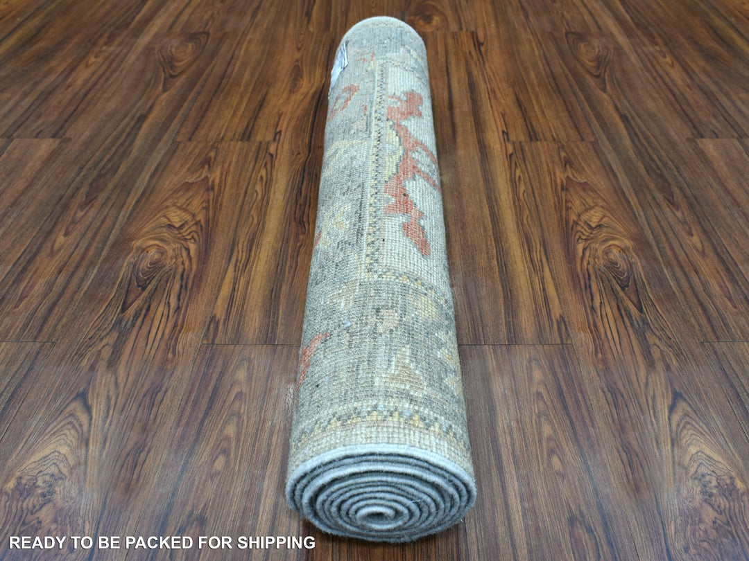 2'9" x 9'5" New Hand Knotted Ivory Wool Runner Oriental Rug - MOA10268982
