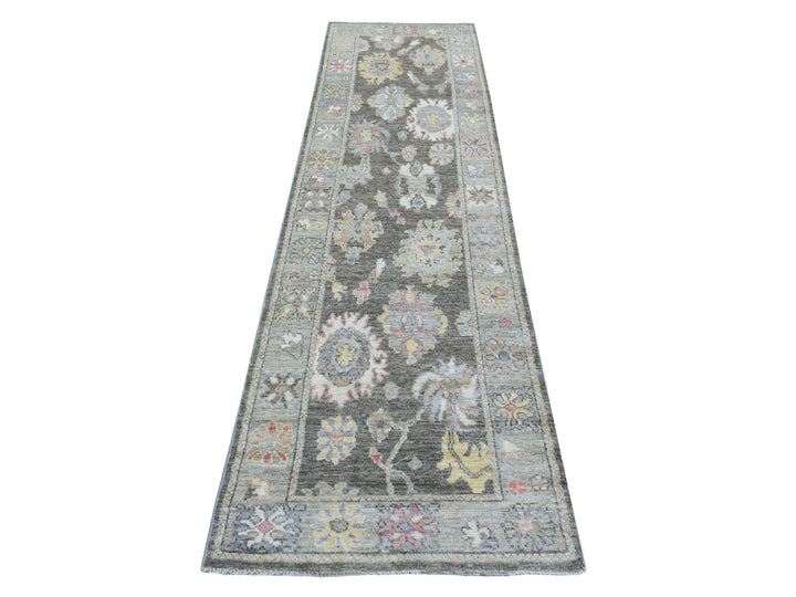 2'8" x 10'1" New Hand Knotted Black Wool Runner Oriental Rug - MOA10269047
