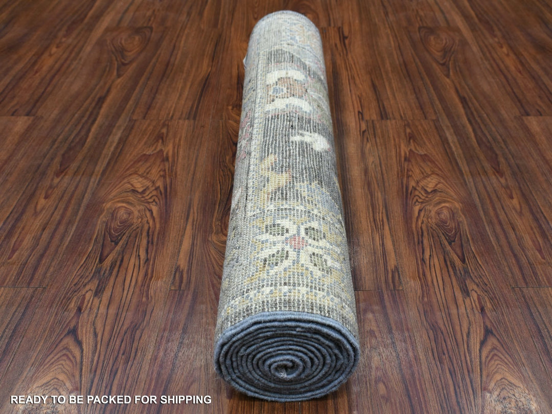 2'8" x 10'1" New Hand Knotted Black Wool Runner Oriental Rug - MOA10269047