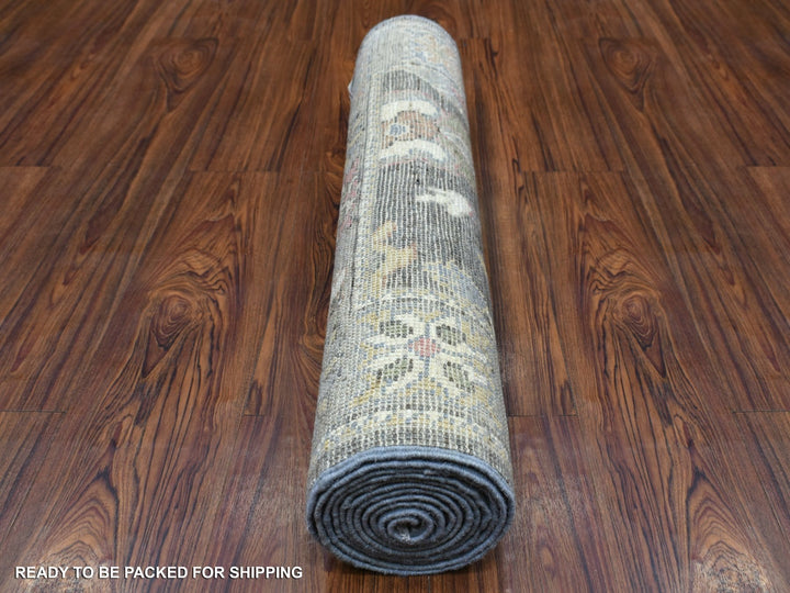 2'8" x 10'1" New Hand Knotted Black Wool Runner Oriental Rug - MOA10269047