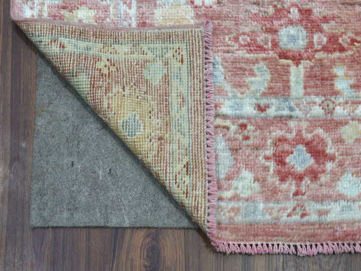 3'1" x 16'1" New Hand Knotted Pink Wool Runner Oriental Rug - MOA10269056