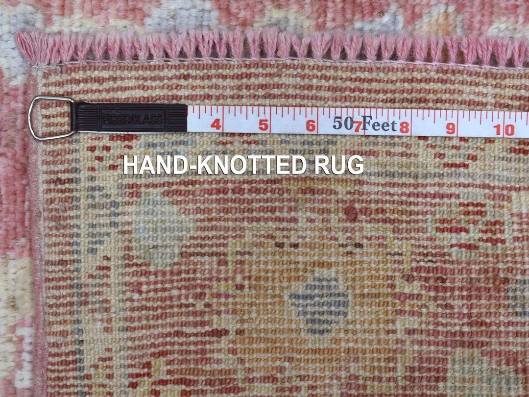 3'1" x 16'1" New Hand Knotted Pink Wool Runner Oriental Rug - MOA10269056