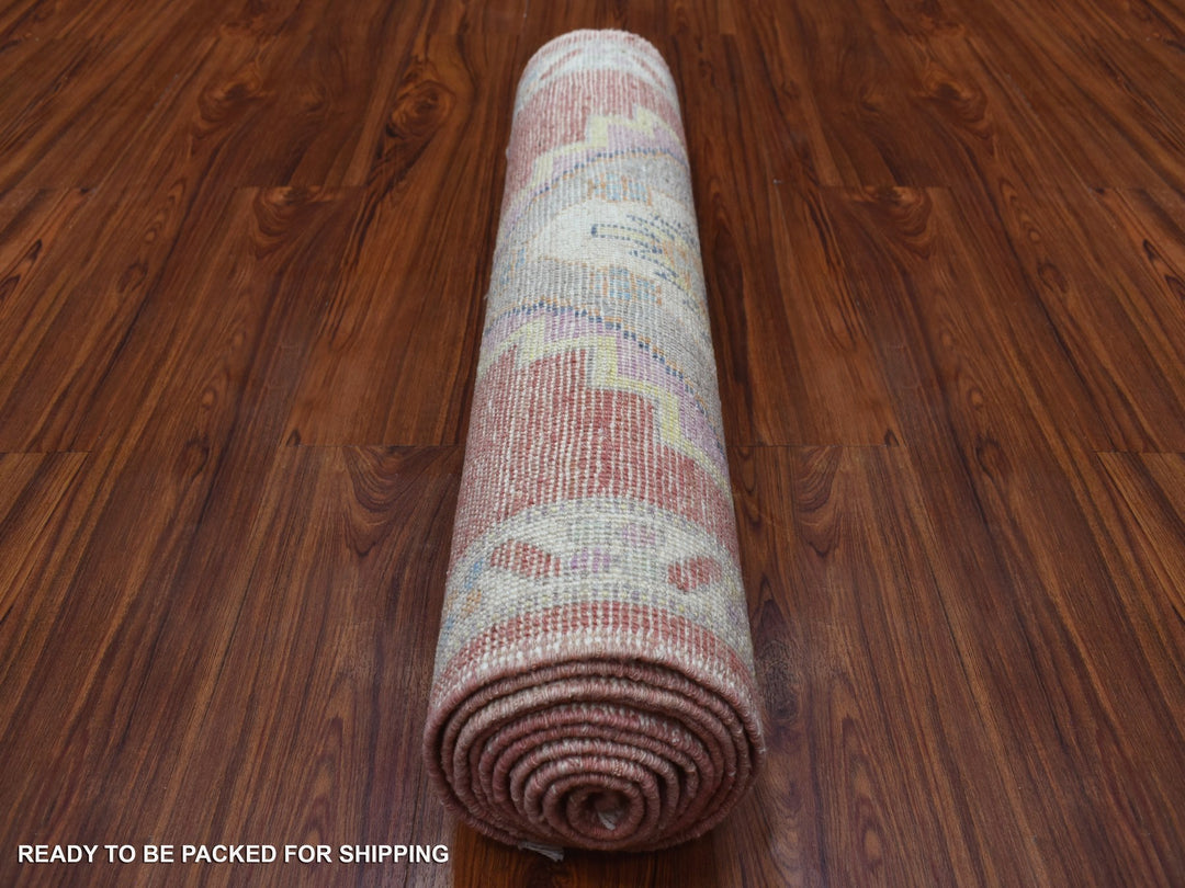 2'9" x 10'5" New Hand Knotted Pink Wool Runner Oriental Rug - MOA10269057