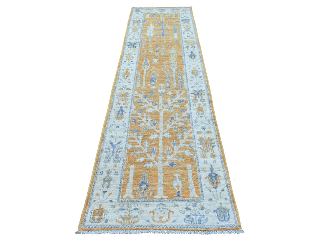 2'8" x 10'0" New Hand Knotted Orange Wool Runner Oriental Rug - MOA10269118