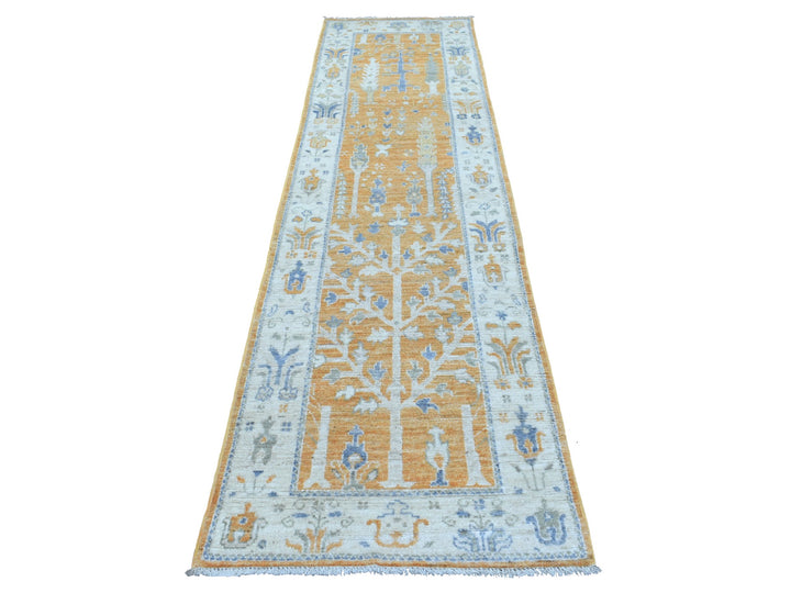 2'8" x 10'0" New Hand Knotted Orange Wool Runner Oriental Rug - MOA10269118