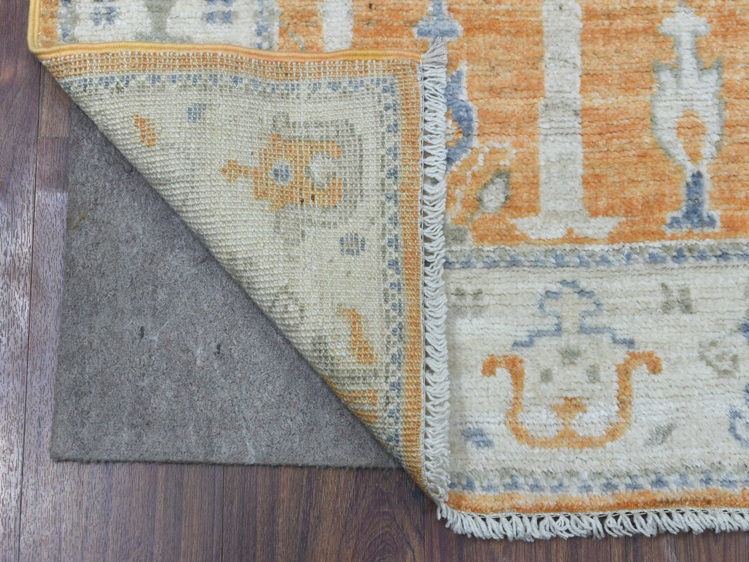 2'8" x 10'0" New Hand Knotted Orange Wool Runner Oriental Rug - MOA10269118