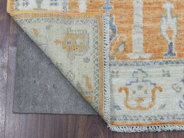 2'8" x 10'0" New Hand Knotted Orange Wool Runner Oriental Rug - MOA10269118