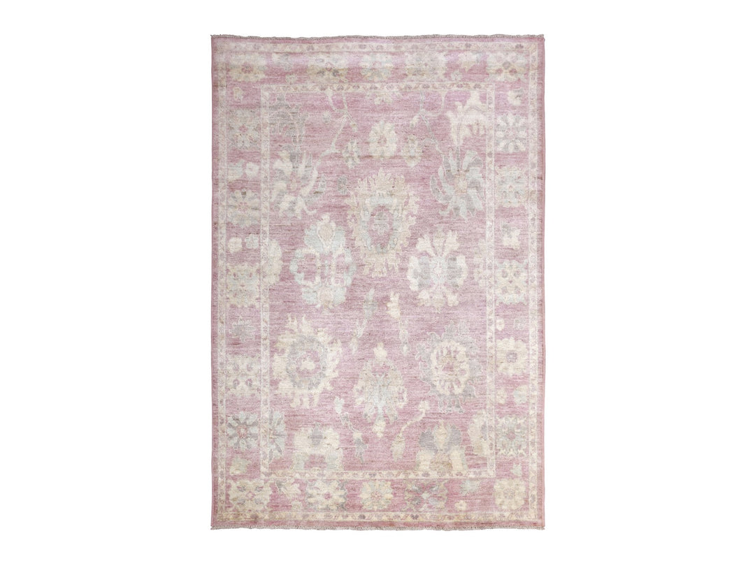 6'1" x 8'8" New Hand Knotted Pink Wool Rectangle Oriental Rug - MOA10269151