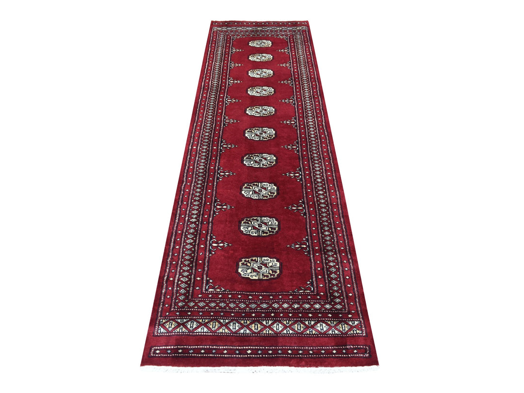 2'6" x 9'1" New Hand Knotted Red Wool Runner Oriental Rug - MOA10269202