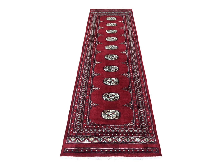 2'6" x 9'1" New Hand Knotted Red Wool Runner Oriental Rug - MOA10269202