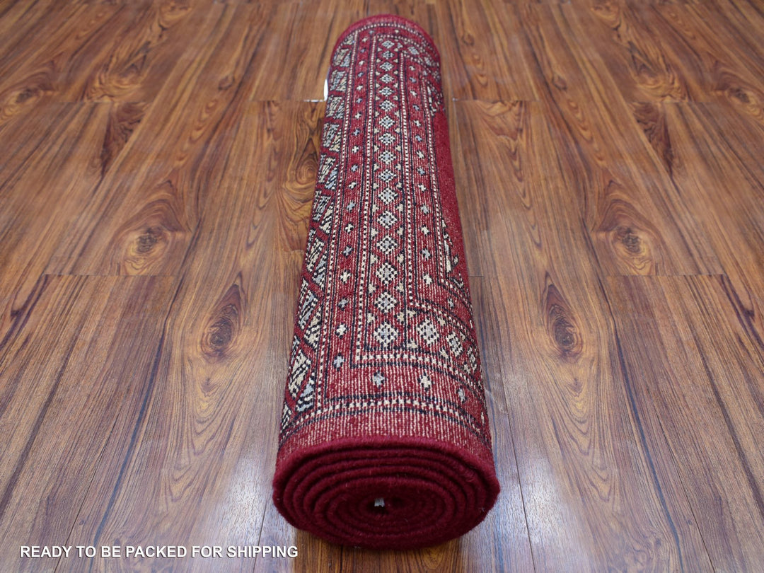 2'6" x 9'1" New Hand Knotted Red Wool Runner Oriental Rug - MOA10269202
