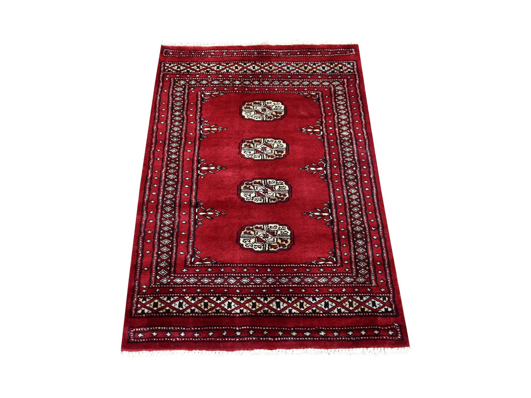 2'6" x 4'0" New Hand Knotted Red Wool Rectangle Oriental Rug - MOA10269208
