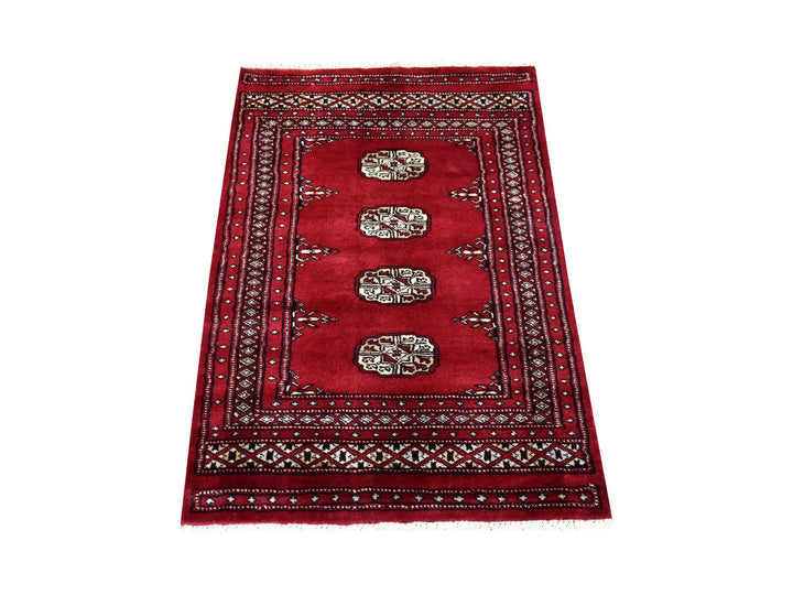 2'6" x 4'0" New Hand Knotted Red Wool Rectangle Oriental Rug - MOA10269208