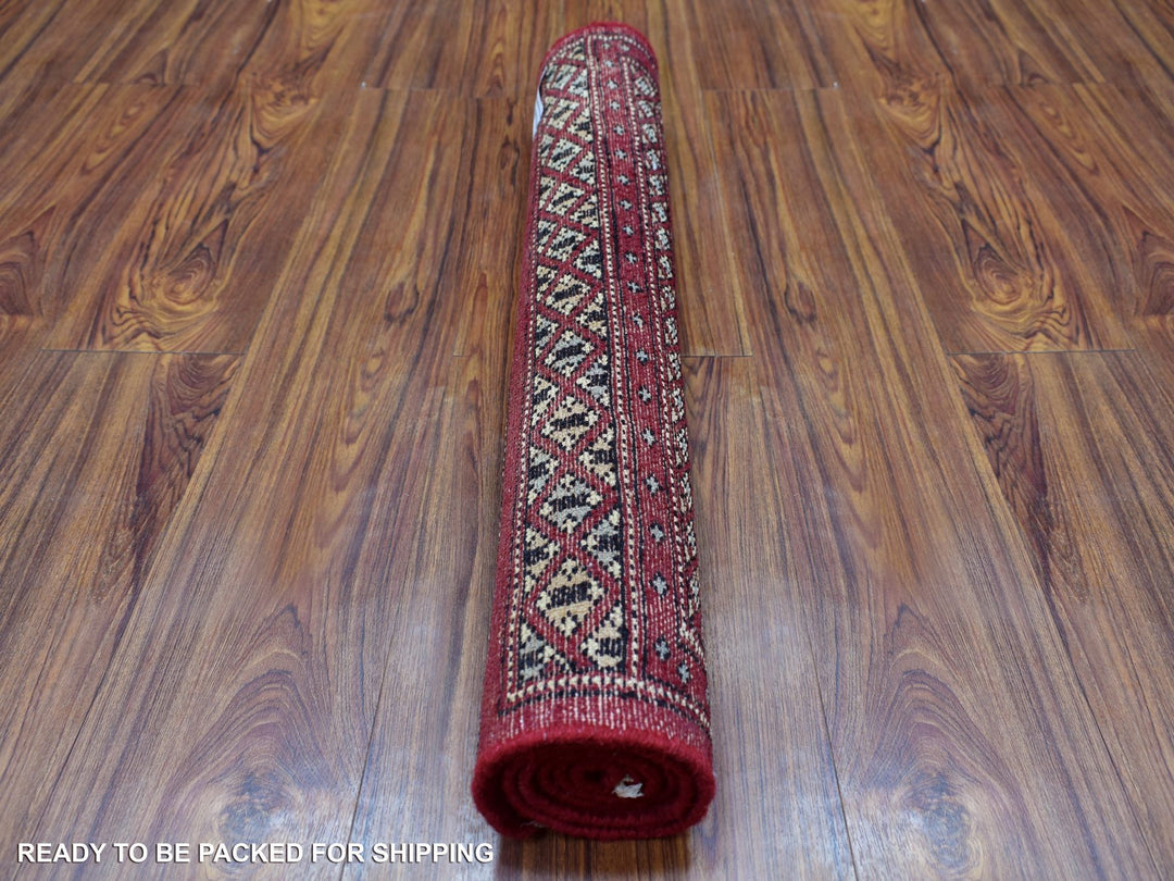 2'6" x 4'0" New Hand Knotted Red Wool Rectangle Oriental Rug - MOA10269208