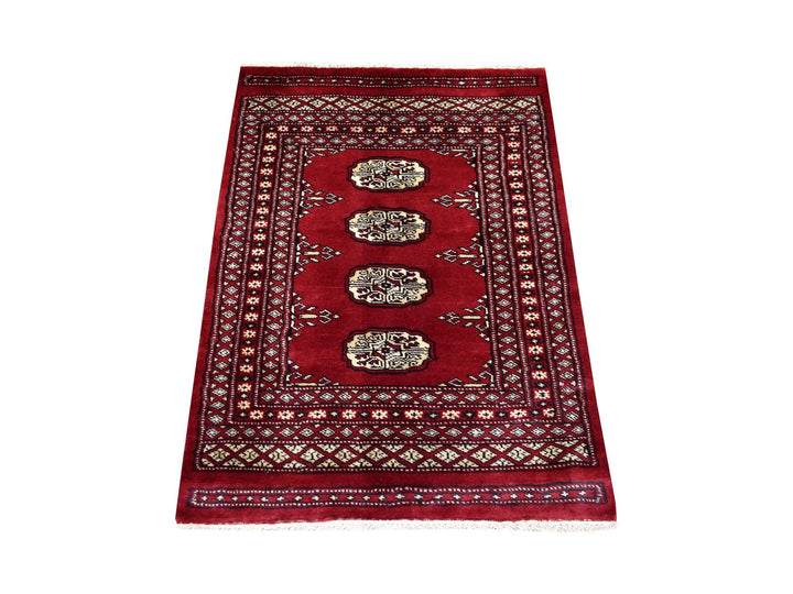 2'6" x 3'9" New Hand Knotted Red Wool Rectangle Oriental Rug - MOA10269209