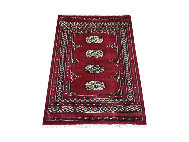 2'7" x 3'9" New Hand Knotted Red Wool Rectangle Oriental Rug - MOA10269214