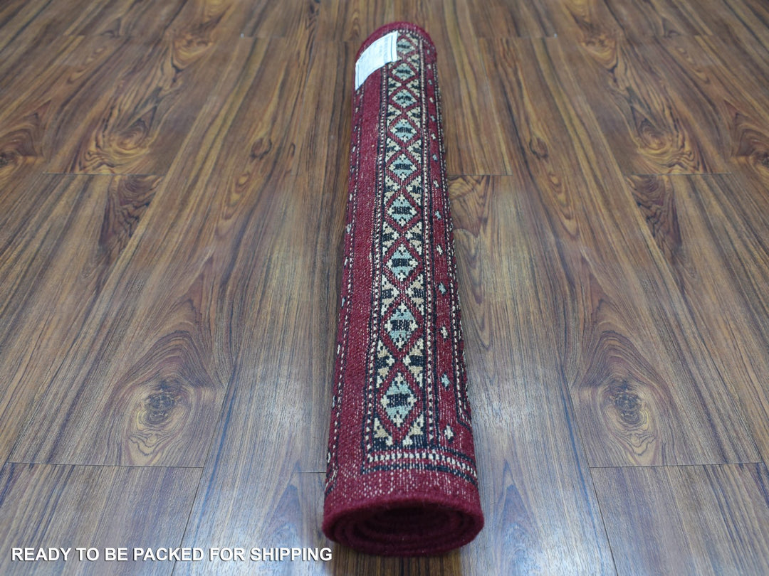 2'7" x 3'9" New Hand Knotted Red Wool Rectangle Oriental Rug - MOA10269214