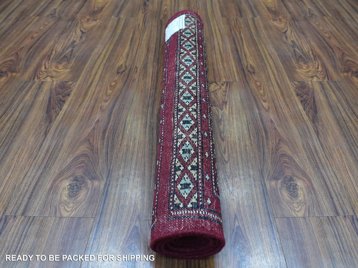2'7" x 3'9" New Hand Knotted Red Wool Rectangle Oriental Rug - MOA10269214