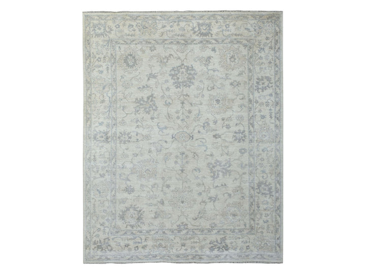 8'1" x 9'7" New Hand Knotted Ivory Wool Rectangle Oriental Rug - MOA10269259