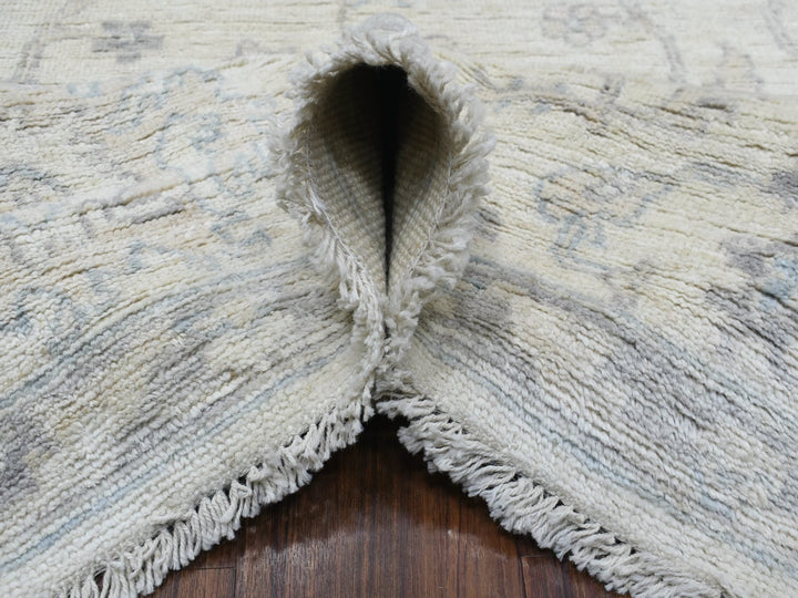 8'1" x 9'7" New Hand Knotted Ivory Wool Rectangle Oriental Rug - MOA10269259