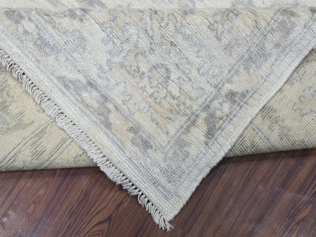 8'1" x 9'7" New Hand Knotted Ivory Wool Rectangle Oriental Rug - MOA10269259